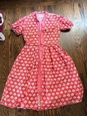 Daydress Pink Floral Button-Front Dress small